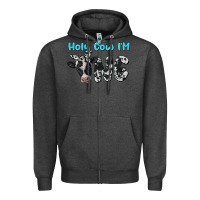 Charcoal Heather holy cow i'm one Zipper Hoodie - BarkalooDesign