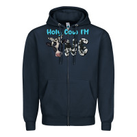 Navy holy cow i'm one Zipper Hoodie - BarkalooDesign