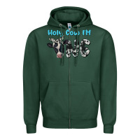 Sports Green holy cow i'm one Zipper Hoodie - BarkalooDesign