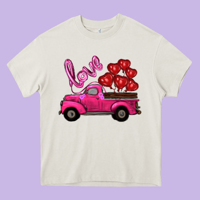 Valentines Day Turck With Balloons Heavy Core Tee Designed By Ranaportraitstore