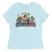 Baby Blue Happy Easter Day rodeo Ladies Tee - HowdyJamesFarm