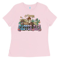 Bubblegum Pink Happy Easter Day rodeo Ladies Tee - HowdyJamesFarm
