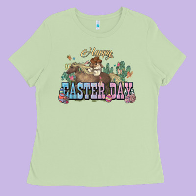 Happy Easter Day Rodeo Ladies Tee Designed By Howdyjamesfarm