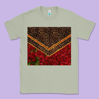 Red Roses With Leopard Classic Tee Designed By Tumblerdesignbyshophia