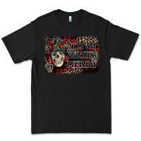 Black I'm so freaking merry skeleton messy bun Premium Tee - NancyCooperArtShop