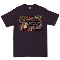 Plum I'm so freaking merry skeleton messy bun Premium Tee - NancyCooperArtShop