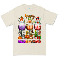 Bone Happy Hallothanksmas wine glasses and gnomes Premium Tee - texasbilliewilder