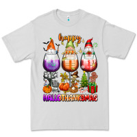 Dove Grey Happy Hallothanksmas wine glasses and gnomes Premium Tee - texasbilliewilder