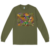 Army Green mardi gras plaid purple glitter background Long Sleeve Tee - FaDigitalArtStudio