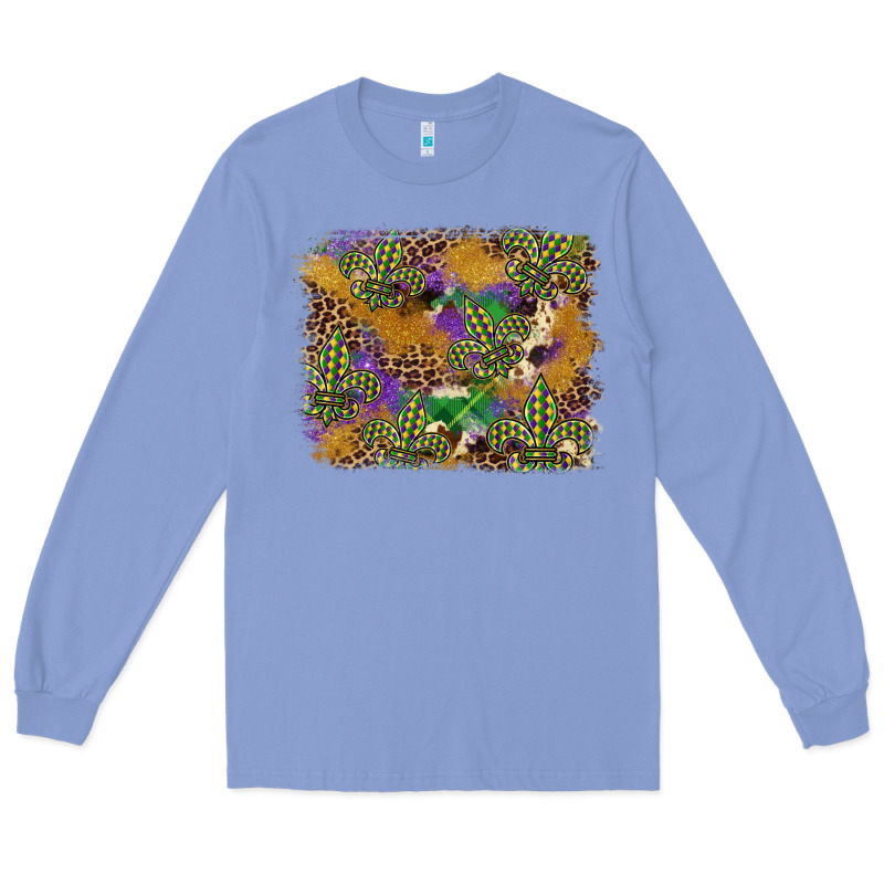 Mardi Gras Plaid Purple Glitter Background Long Sleeve Tee by FaDigitalArtStudio | Teevron