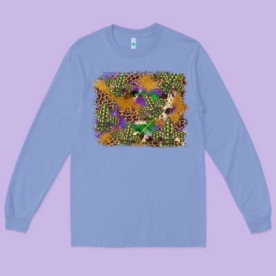 Mardi Gras Plaid Purple Glitter Background Long Sleeve Tee Designed By Fadigitalartstudio