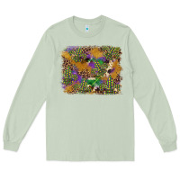 Matcha mardi gras plaid purple glitter background Long Sleeve Tee - FaDigitalArtStudio