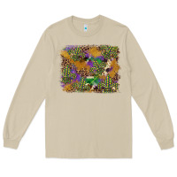 Mushroom mardi gras plaid purple glitter background Long Sleeve Tee - FaDigitalArtStudio