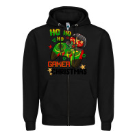 Black ho ho ho gamer Christmas Zipper Hoodie - BarkalooDesign