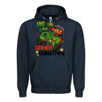 Navy ho ho ho gamer Christmas Zipper Hoodie - BarkalooDesign