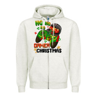 Oatmeal Heather ho ho ho gamer Christmas Zipper Hoodie - BarkalooDesign
