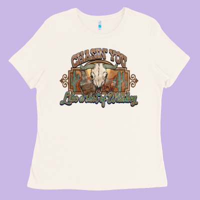 Chasin You Like A Shot Of Whiskey Bull Skull Ladies Tee Designed By Howdyjamesfarm