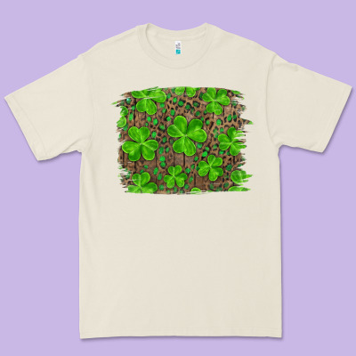 St Patrick's Day Shamrock And Leopard Distressed Background Premium Tee Designed By Ranaportraitstore