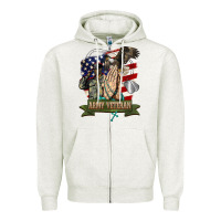 Oatmeal Heather army veteran  pray Zipper Hoodie - BarkalooDesign