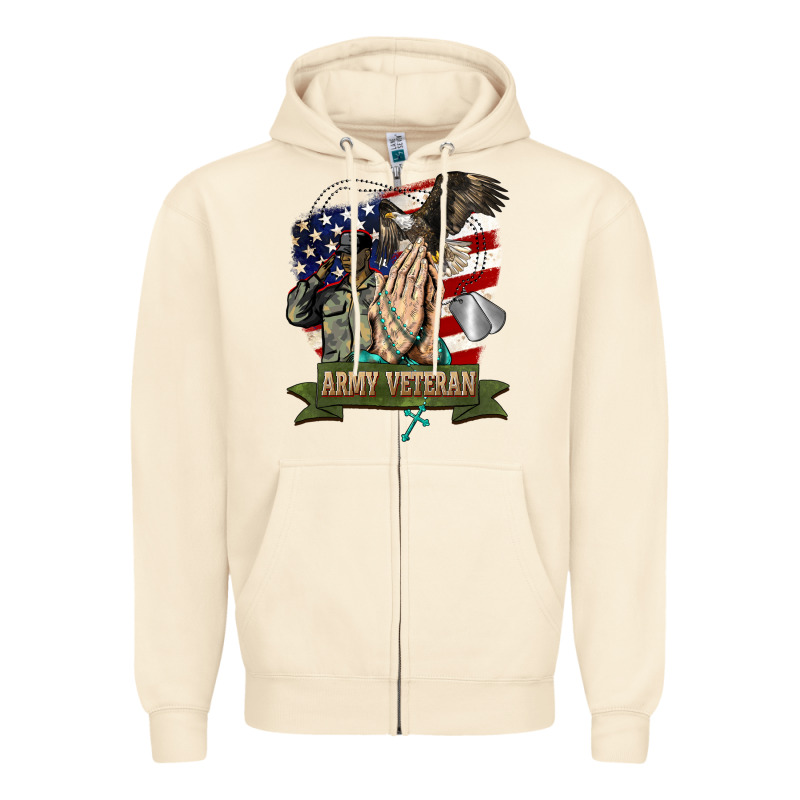 Army Veteran  Pray Zipper Hoodie by BarkalooDesign | Teevron