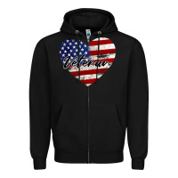 Black veteran heart american flag Zipper Hoodie - BarkalooDesign