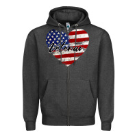 Charcoal Heather veteran heart american flag Zipper Hoodie - BarkalooDesign