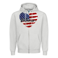 Dove Grey veteran heart american flag Zipper Hoodie - BarkalooDesign