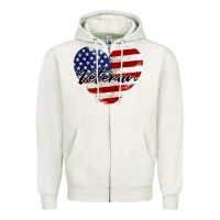 Oatmeal Heather veteran heart american flag Zipper Hoodie - BarkalooDesign