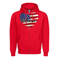 Red veteran heart american flag Zipper Hoodie - BarkalooDesign