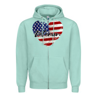 Seafoam veteran heart american flag Zipper Hoodie - BarkalooDesign