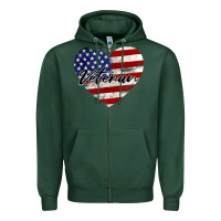 Sports Green veteran heart american flag Zipper Hoodie - BarkalooDesign