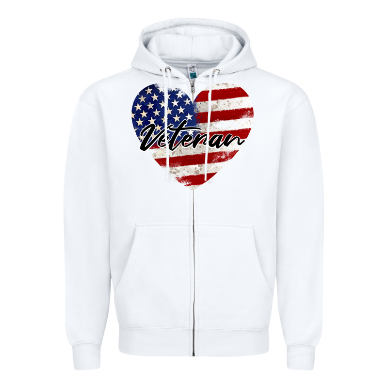 Veteran Heart American Flag Zipper Hoodie by BarkalooDesign | Teevron