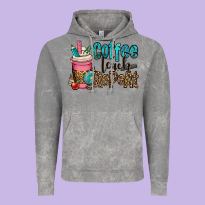 Coffee Teach Repeat Vintage Hoodie Designed By Oliviacreatesart