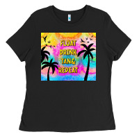 Black float drink tan & repeat Ladies Tee - TumblerDesignByShophia