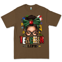 Cacao teacher life afro messy bun Premium Tee - texasbilliewilder