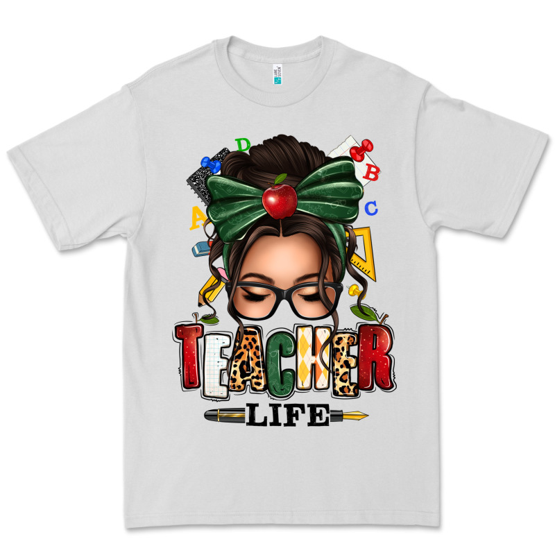 Teacher Life Afro Messy Bun Premium Tee by texasbilliewilder | Teevron