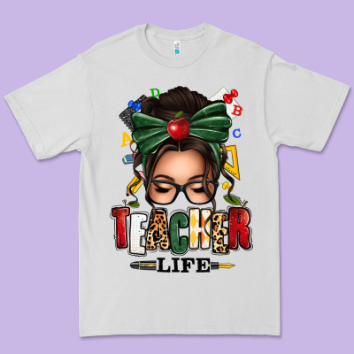 Teacher Life Afro Messy Bun Premium Tee Designed By Texasbilliewilder
