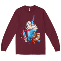 Burgundy Nurse frappe coffee Long Sleeve Tee - FaDigitalArtStudio