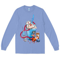 Colony Blue Nurse frappe coffee Long Sleeve Tee - FaDigitalArtStudio