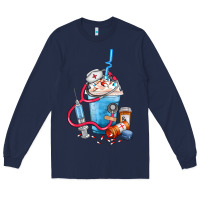 Navy Nurse frappe coffee Long Sleeve Tee - FaDigitalArtStudio