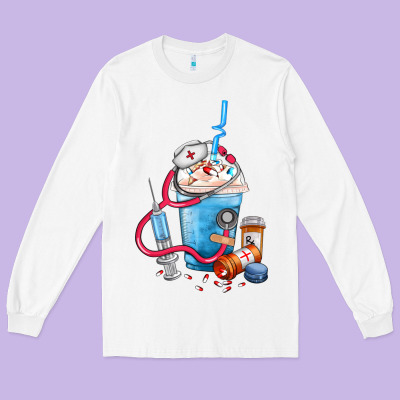 Nurse Frappe Coffee Long Sleeve Tee Designed By Fadigitalartstudio