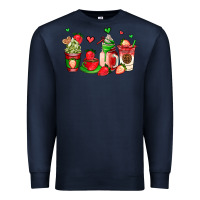 Navy strawberry coffee cups Premium Sweatshirt - AdoDesignShop