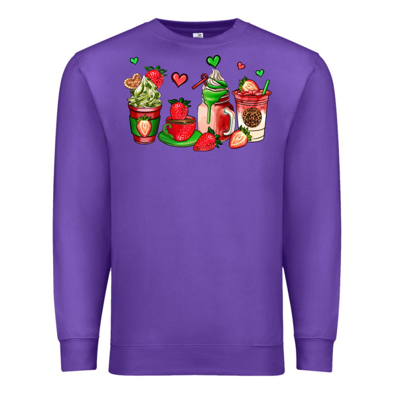 Strawberry Coffee Cups Premium Sweatshirt by AdoDesignShop | Teevron