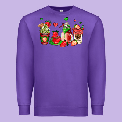 Strawberry Coffee Cups Premium Sweatshirt Designed By Adodesignshop