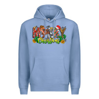 Colony Blue Merry Christmas Premium Hoodie - CowhideDigitalArt