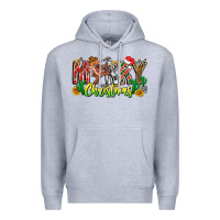 Heather Grey Merry Christmas Premium Hoodie - CowhideDigitalArt