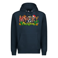 Navy Merry Christmas Premium Hoodie - CowhideDigitalArt