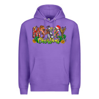 Purple Merry Christmas Premium Hoodie - CowhideDigitalArt
