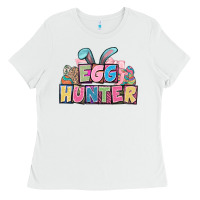 White Egg hunter plate letters Easter Day Ladies Tee - HowdyJamesFarm