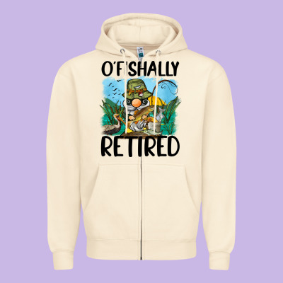 O' Fishally Retired Zipper Hoodie Designed By Barkaloodesign